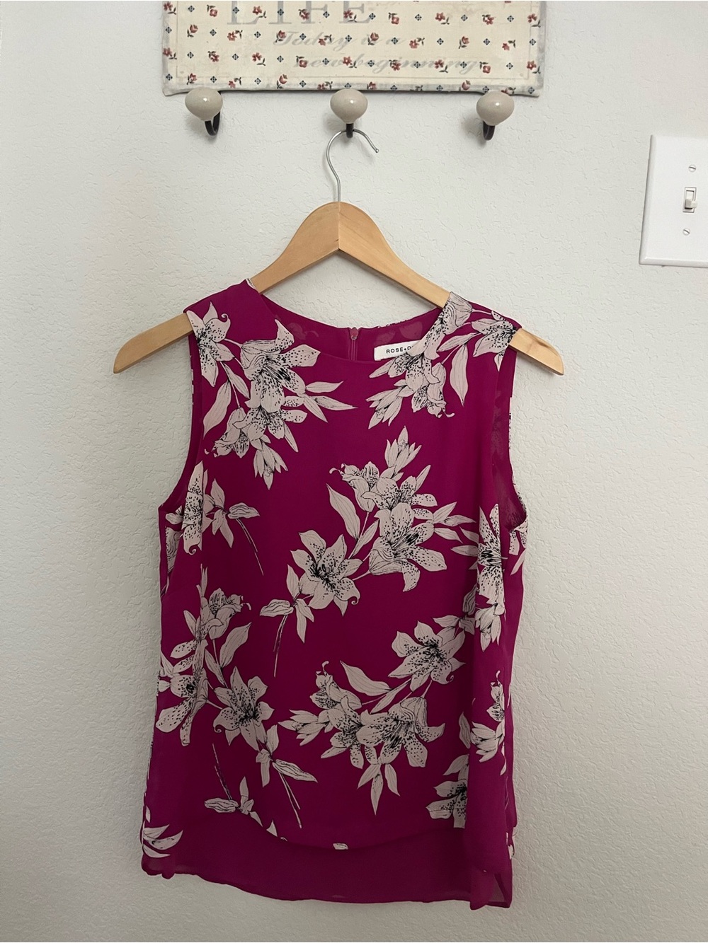 Pink floral blouse